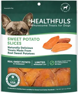 Healthfuls Sweet Potato Slices Healthy Dog Treats – Limited Ingredient, Grain Free, Made from Real Dried Sweet Potatoes, 16 oz