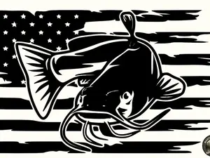 Catfish American Flag Window Decal