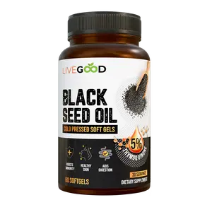 LiveGood Black Seed Oil Capsules | 5% Thymoquinone | Cold-Pressed Nigella Sativa | Immune & Wellness Support | 60 Softgels