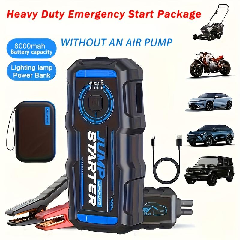 LUPUAUTO 2500A Portable Wireless Air Compressor Jump Starter with Digital Tire Inflator 150PSI Battery Pack USB Input Output LED Emergency Accessories Tools