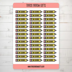 No School Pencil Sticker Sheets for Planners, Journals, Scrapbooks - College, Kids, Teacher
