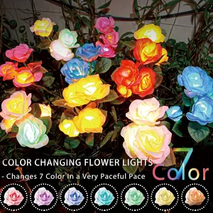 2/4 PCS Of Solar Outdoor Lights, Solar Rose Lights, Outdoor IP65 Waterproof, LED Solar Ground Lights, Colorful Rose Lights, Suitable For Courtyard Paths, Yards, Gardens, Lawns, Mother'S Day Gift