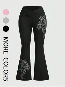 Floral & Cross Print Slim-Fit baggy leggings for Women, Casual Fashion, Comfortable Waistband, Perfect for Daily Wear & Fitness, Yoga Legging Pants