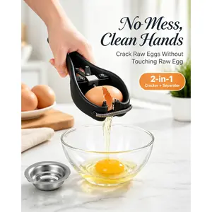 No Mess Egg Cracker with Detachable Yolk Separator — Unique Kitchen Gift for Baking Lovers | Zero Shell Fragments