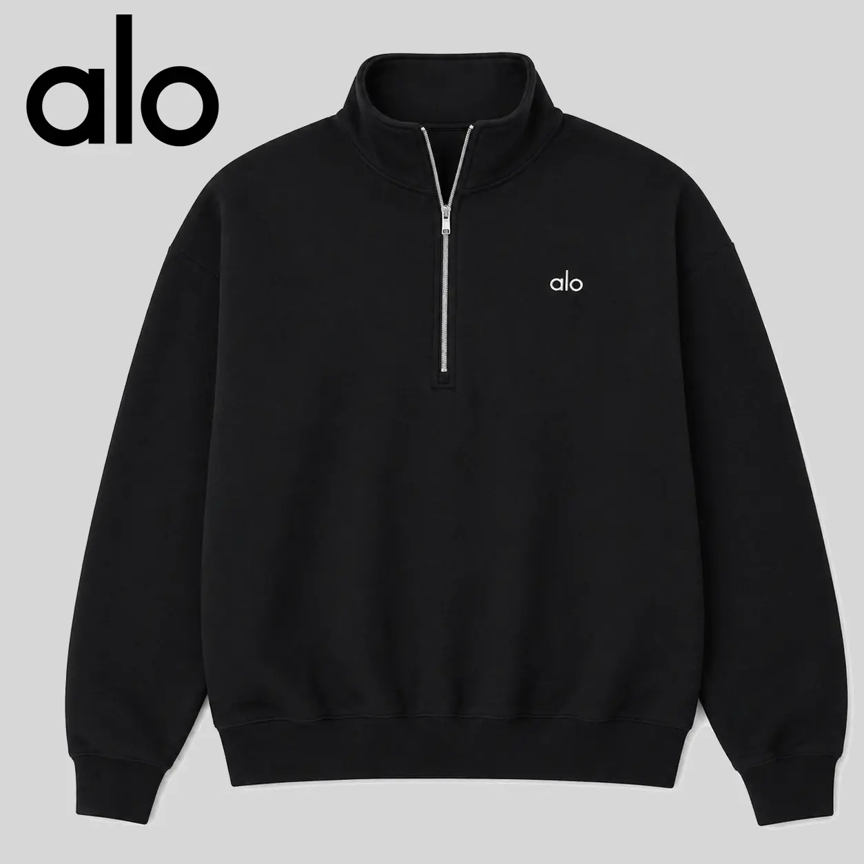 Alo Yoga Accolade 1/4 Zip Pullover Unisex Style. Designed For A Boxy Oatmeal Heather Fabric Hoodie