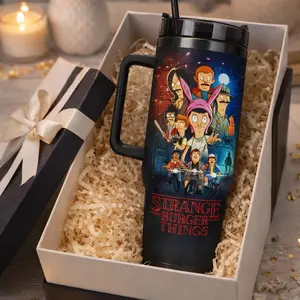 Strange Burger Things 40oz Tumbler, Gift For Fans ,Tumbler Stickers, Water Bottle Tumbler, Gift for Zombie Video Game Fans, Gift For Gamers