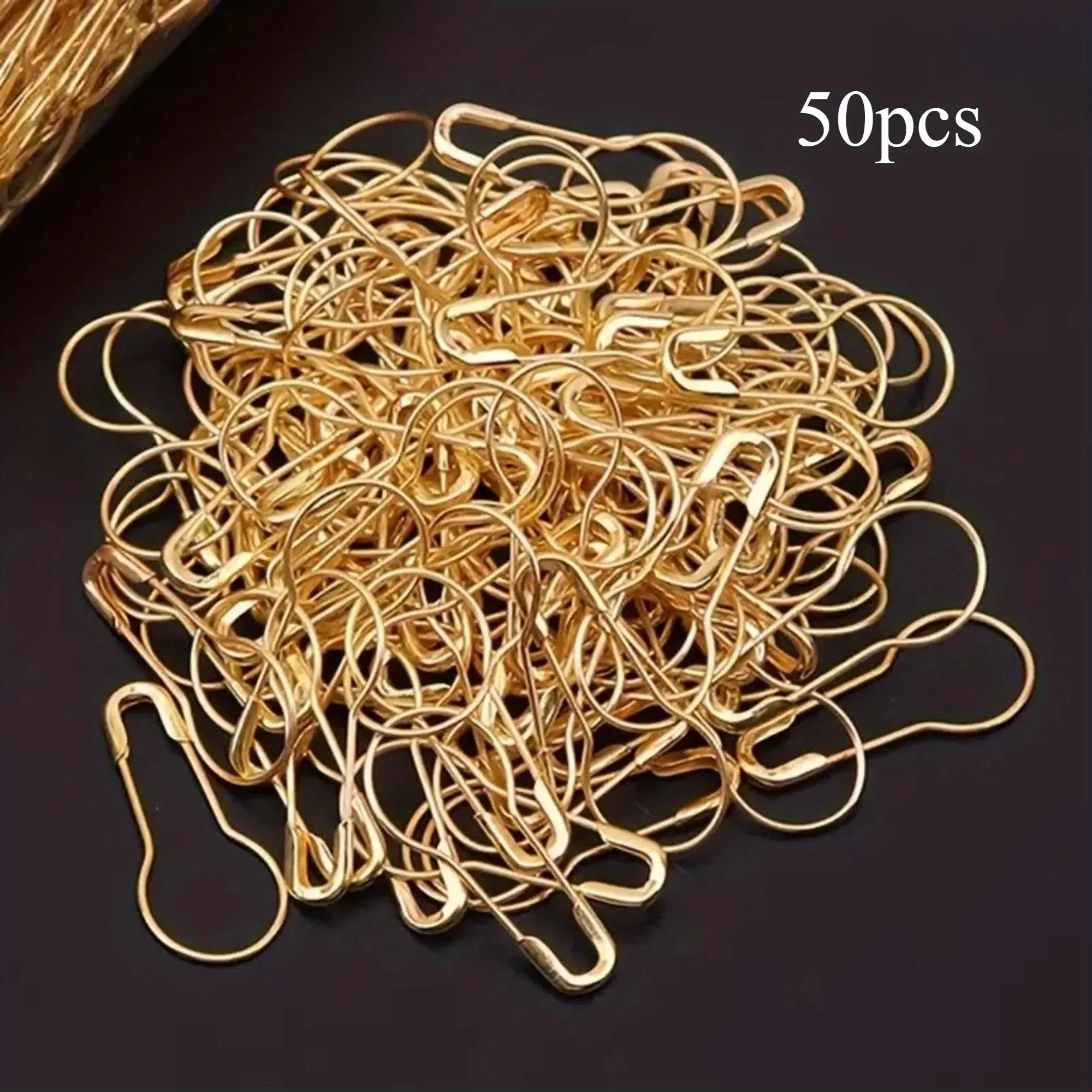 50 Pcs Golden Gourd Safety Pins, Pear Shaped Calabash Pin, Bulb Pin For DIY Craft Making, Sewing, Knitting Markers, And Clothing Tags, Sewing Tools