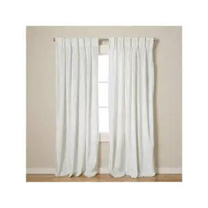 Winter White Velvet Thick Pleated Curtains, 84" Long, Set Of 2