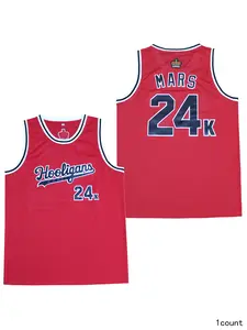 Men Basketball Jersey Hooligans #24K 'Mars' Red Embroidery Festival Shirts Party