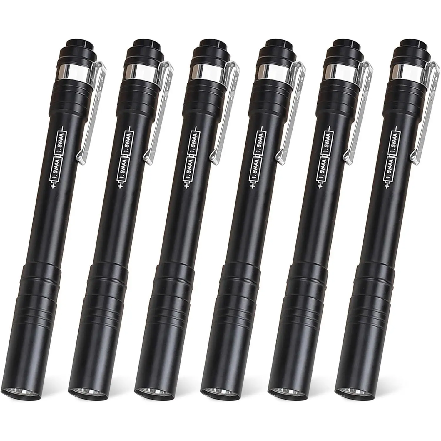 6-Pack Pen Light,  LED Penlights with  Included, Pocket Pen Flashlight with Clip for Inspections, Repairs, Camping and , Black