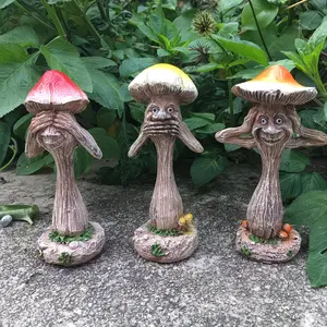 3 Fantastic Mushroom Figurines, Resin Statues for Gardens, Patios, Yards, Lawn, Porches, Unique Home Decor Gifts, High Quality Resin