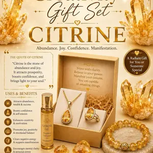 Citrine Gift Set - Natural Citrine Crystal Collection for Gifting, Home Decor, Personal Energy Enhancement