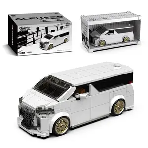 White Car Building Kit, MPV Cars Building Blocks Set with Container Display Box, Modular Scale 1:32 Model – Bricks Toy for Adults , Hobbyist, Collector, Building Sets
