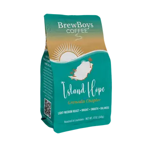 BrewBoys Coffee Island Hope Grenada Chapter Light-Medium Roast 100% Arabica Global Blend 12 oz  Organic Beans Fresh Roasted in Louisiana