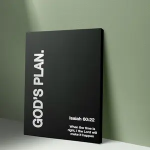 Framed Oil Painting on Canvas - Biblical Verse 'God's Plan' Isaiah 60:22 - Black and White Religious Wall Decor