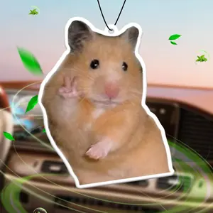Hamster Pattern Car Air Freshener Hanging Ornament, Car Rear-view Mirror Decorative Hanging Hilton Hotel Scent Fragrance Tablet, Car Accessories, Decoration, Hanging Car Diffuser, Car Aroma Diffuser