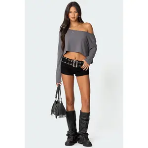 Studded Belt Denim Micro Shorts