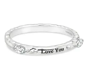 Goddaughters Sterling White Topaz "Love You" Stackable Ring