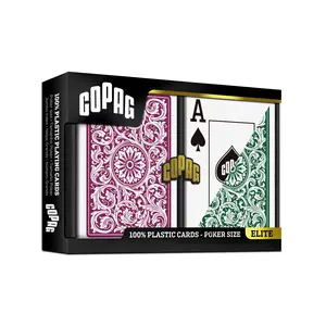 Copag 1546 100% Plastic Playing Cards – Poker Size Jumbo Index (Burgundy & Green Double Deck)