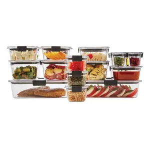 Rubbermaid Brilliance BPA-Free 36-Piece Food Storage Containers Set Airtight Leak-Proof with Lids for Meal Prep Lunch and Leftovers Crystal Clear Tritan Plastic with Steam Vents