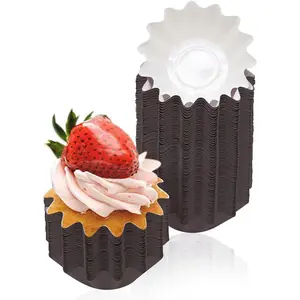 zhengwanhh09j 100 PCS Greaseproof Brioche Cupcake Wrappers, Standard Flared Muffin Baking Cups for Party, Wedding & Holiday (Brown)