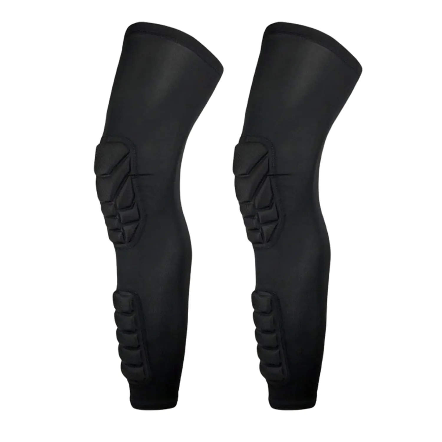 Padded Knee Compression Sleeves Long Leg Sleeve Calf Protection for Basketball, Football, Volleyball, Soccer Knee Pads Shin Brace Soft Protective Gear Calf Support for Youth Adult, 1 Pair