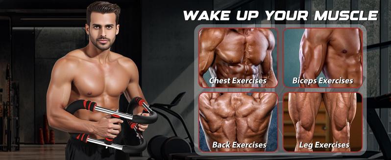 Arm Trainer & Chest Workout Equipment for Men – Portable Spring Resistance, 3-Level Adjustable (60-100LBS), Home Gym Muscle & Strength Trainer, Perfect Gift