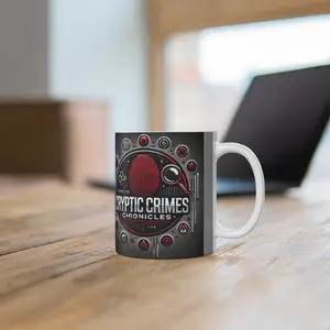 Cryptic Crimes Mug | 11oz Coffee Cup for Mystery Lovers, Unique Gift for Detective Fans, Fun Home or Office Decor, Halloween, Birthday