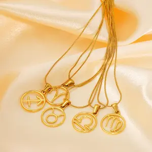VEVE Your Zodiac Charm! Minimalist Gold Constellation Necklace (All 12 Signs) | Trendy Daily Wear Jewelry
