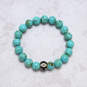 Howlite Turquoise 10mm Natural Gemstone Stretch Bracelet
