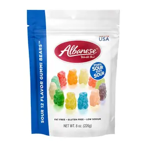 Sour Gummy Bears Candy 12 Flavor Mix Soft Chewy Fruit Gummies Gluten Free 8oz Bag