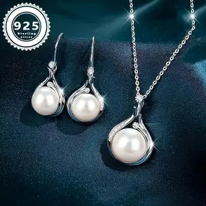 13g/ 0.46oz S925 sterling silver female earrings, imitation, high-end earrings and hook necklaces, perfect for men and girlfriends to propose, get engaged, celebrate weddings, Valentine's Day surprises