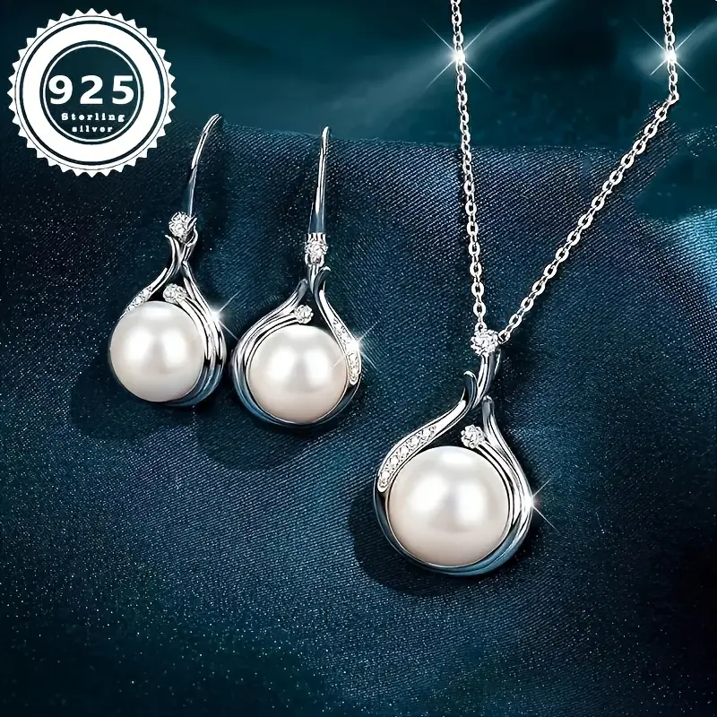 13g/ 0.46oz S925 sterling silver female earrings, imitation, high-end earrings and hook necklaces, perfect for men and girlfriends to propose, get engaged, celebrate weddings, Valentine's Day surprises