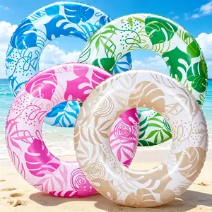 4 Pack Inflatable Pool Floats Swim Rings for Kids & Adults Summer Beach Swimming Party Water Toys Bright Colors Durable PVC Material Easy Inflate Deflate Foldable Portable