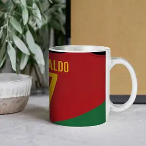 Cristiano Ronaldo CR7 Style Portugal Theme Personalised Football Shirt Home 11oz Mug Gift