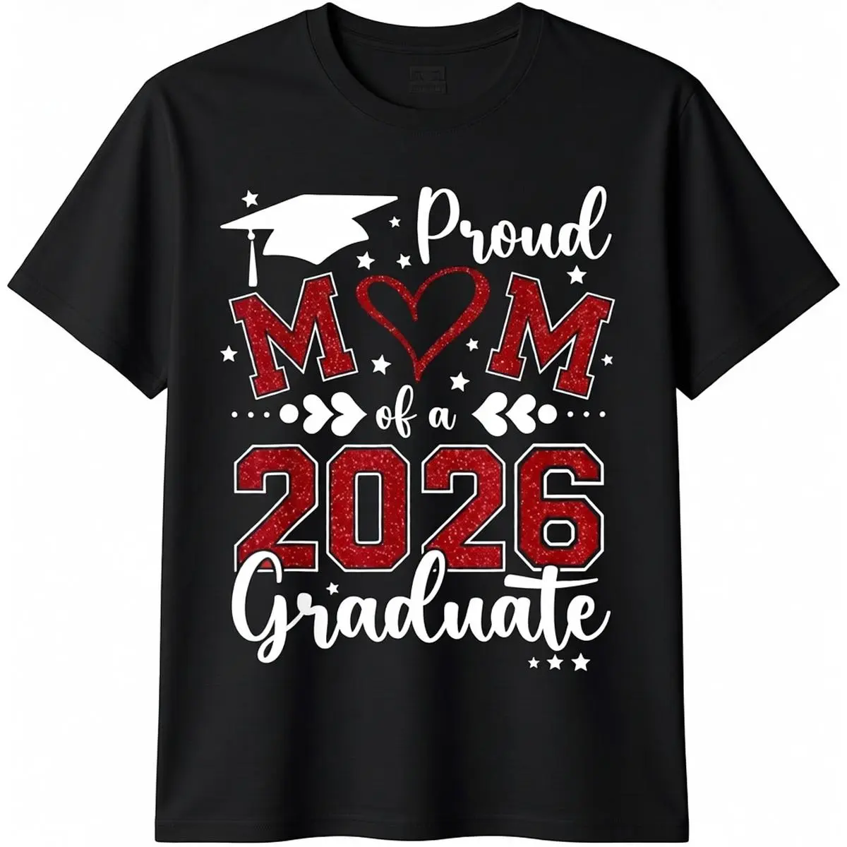 Men's Classic 100% Cotton Short-Sleeve Graphic T-Shirt - Casual Round Neck Fashion Clothes, All-Seasons Streetwear Top for Proud Moms of 2026 Senior Graduates