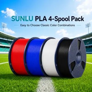SUNLU 4kg PLA/PLA+  3D Printer Filament Bundle Multicolor, Neatly Wound PLA Filament 1.75mm ±0.02mm, Individually Vacuum Packed, 4kg in Total, 1kg per Spool, 4 Pack, 4000g