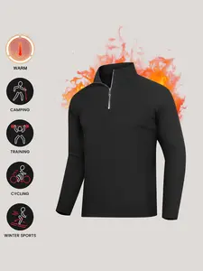 TELALEO Men's 1/4 Zip Fleece Pullover Thermal High Neck Sweatshirt, Warm Soft Lined Winter Top for Outdoor, Casual Sport Thermal Jacket