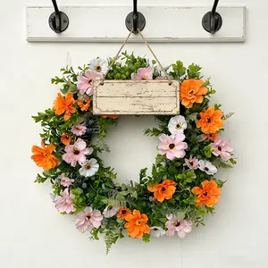 Vibrant Spring Wreath, Poppies with and Flowers, Blue Berries, All-Season Porch and Entrance Decoration