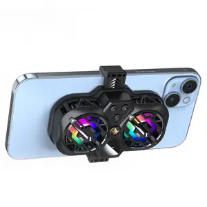 Three-speed wind speed can be switched on and off RGB light effect dual-turbine semiconductor digital display live mobile phone radiator enfriador de telefono gaming cooler gamer small fans game finger sleeve cooling