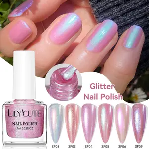 Lily'cute Glitter Nail Polish, Quick Dry, Waterproof, Long-Lasting, Iridescent Holographic Shimmer, 12 Trendy Colors, Salon-Quality Manicure