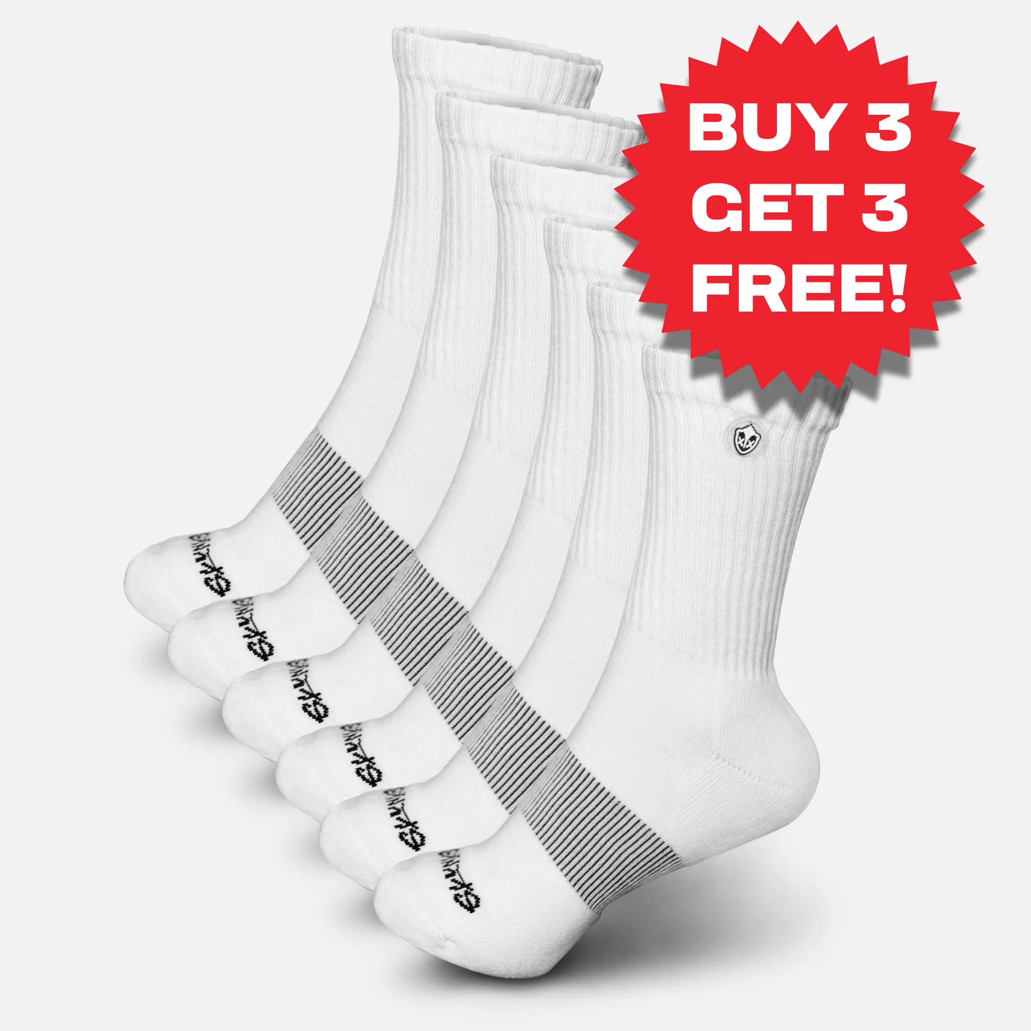 6 - Odorless Performance Crew Socks (B3G3F)