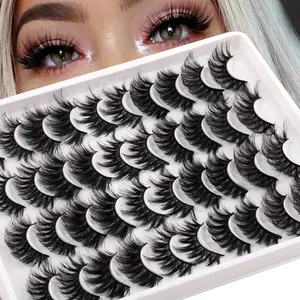 20 Pairs Fluffy Messy False Eyelashes, Natural Curled Thick Effect, Ideal for Daily Use and Parties, Enhance Your Eye Makeup Look, Cosmetic