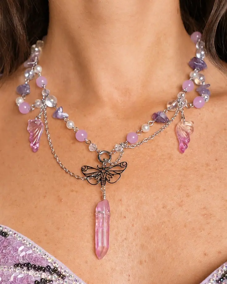 Wings of Rose Butterfly Necklace