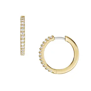 Fossil Women's Ellis Pavé Glitz Gold-Tone Brass Hoop Earrings
