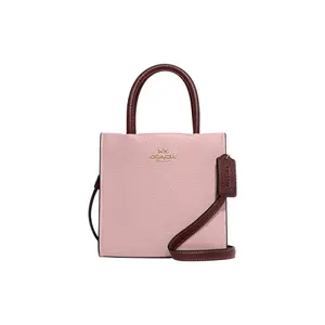 Coach Cally 17 Mini Pebbled Leather Magnetic Closure Crossbody Bag for Women in Pink and Burgundy