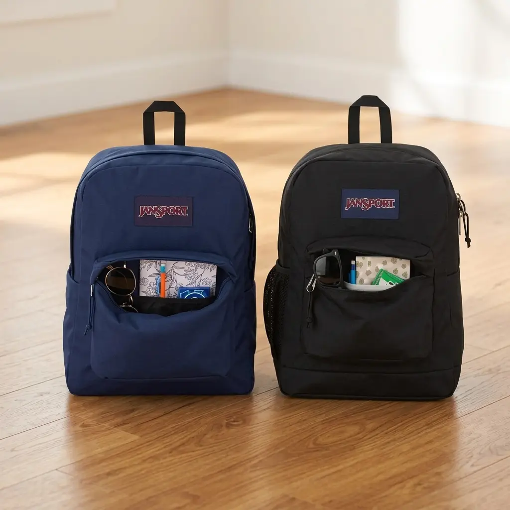 JanSport SuperBreak Plus Backpack with 15-inch Laptop Sleeve Jan Sports Back Pack Durable, Lightweight & Perfect for School, Travel & Work Black Navy Red Blue