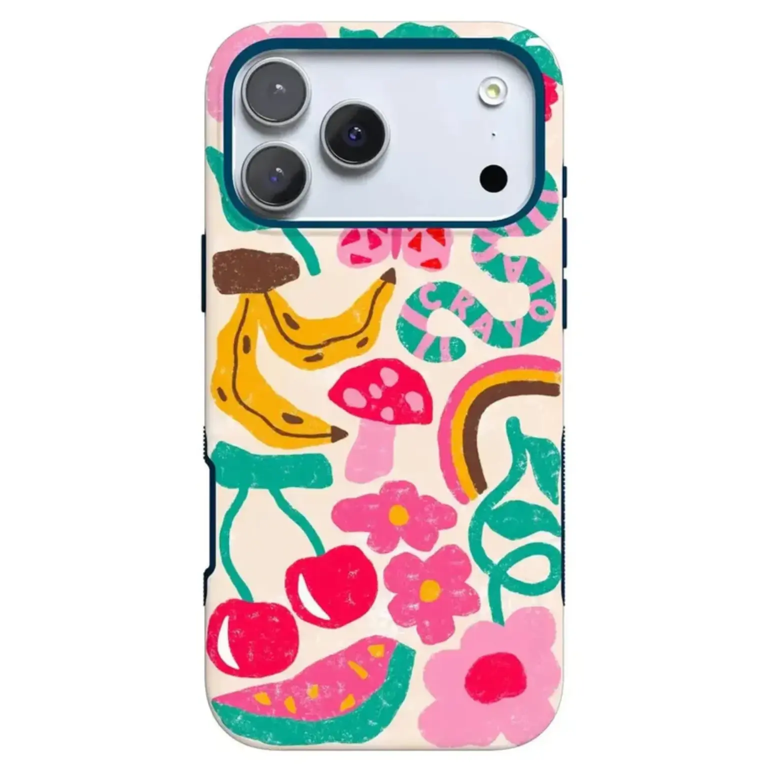 Doodle Bug Crayon Phone Case, Colorful Doodle Aesthetic, Hand Drawn Crayon Style Illustration Design, Glossy Shockproof Protective Cover, Cute Gift for Her