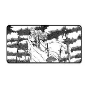Extra Large Knight Line Art Anime Mousepad - Anti-Slip Rubber Base Gaming Deskmat Mousepad Desk Pad