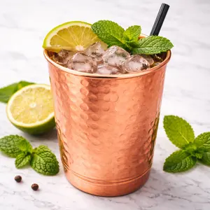 100% Pure Copper Mug Hammered | Handmade Copper Cup | Ayurvedic Copper Water Tumbler |  Perfect Gift